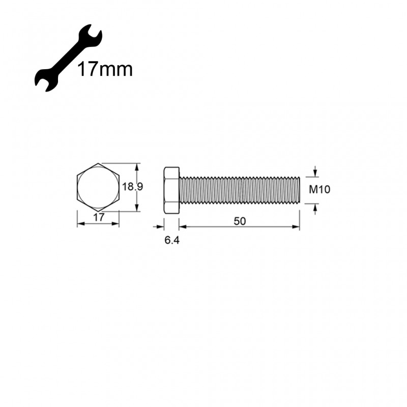 HEXAGON HEAD STEEL BOLT M10x50 HEXAGONAL STEEL BOLTS